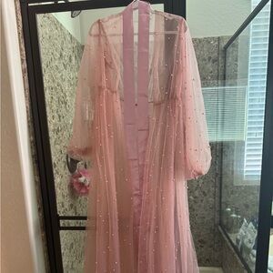 Dusty rose pearl bead robe
